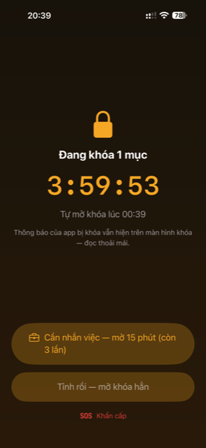 Màn countdown đang khóa